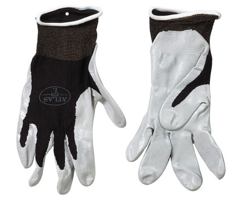 Atlas - 370BS-06.RT - Unisex Indoor/Outdoor Nitrile Dipped Gloves Black/Gray S 1 pair