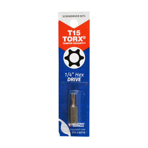 Best Way Tools - 86778 - Torx T15 x 1 in. L Screwdriver Bit Carbon Steel 1/pc.