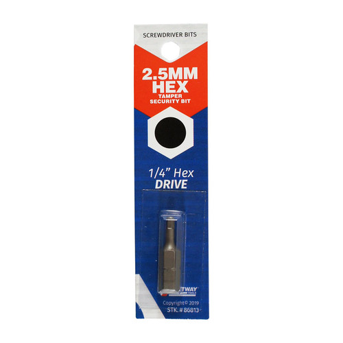 Best Way Tools - 86813 - Hex 2.5 mm x 1 in. L Tamper-Proof Security Bit Carbon Steel 1/pc.