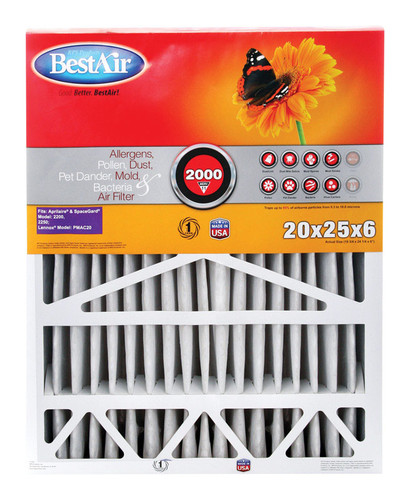 BestAir - A201-SGM-BOX11R - 25 in. W x 20 in. H x 6 in. D 11 MERV Pleated Air Filter