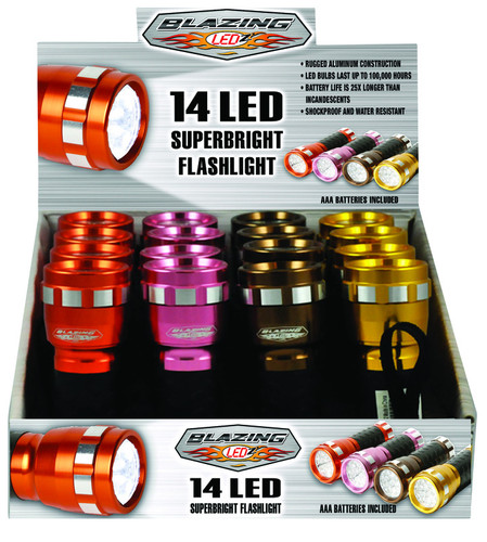 Blazing LEDz - 302502 - 14 LED 85 lumens Assorted LED Flashlight AAA Battery