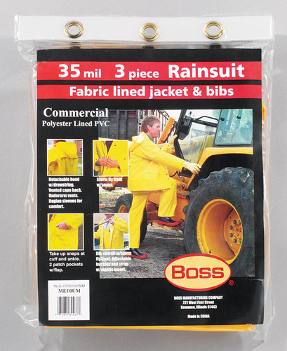 Boss - 3PR0300YM - Yellow PVC-Coated Polyester Rain Suit M