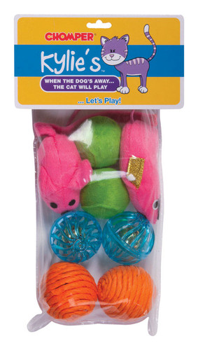 Boss Pet - IDC10064 - Brights Assorted Mouse and Ball Pet Toy Large 8/pc.