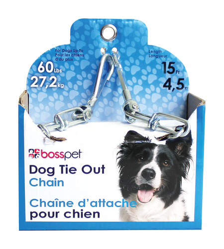 Boss Pet - 43715 - PDQ Silver Steel Dog Tie Out Chain Large