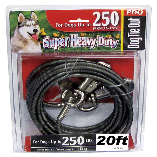 Boss Pet - Q682000099 - Silver Tie-Out Vinyl Coated Cable Dog Tie Out X-Large