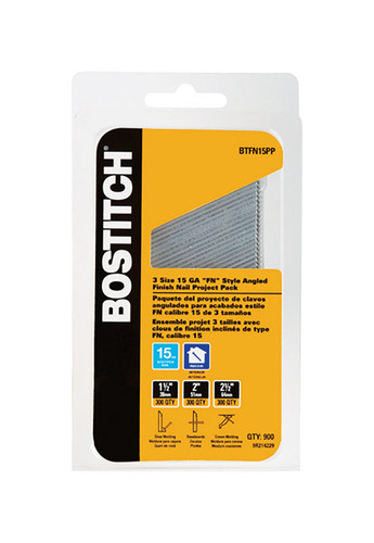 Bostitch - BTFN15PP - Assorted in. 15 Ga. Angled Strip Finish Nails Smooth Shank - 900/Pack