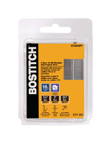 Bostitch - BTSB16PP - Assorted in. 16 Ga. Straight Strip Finish Nails Smooth Shank - 900/Pack