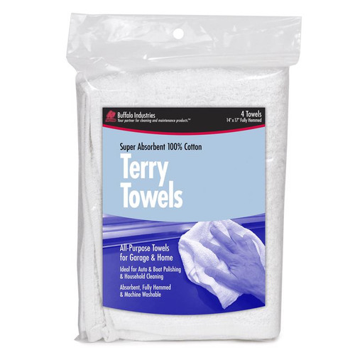 Buffalo - 60225 - Cotton Terry Towels 14 in. W x 17 in. L - 4/Pack