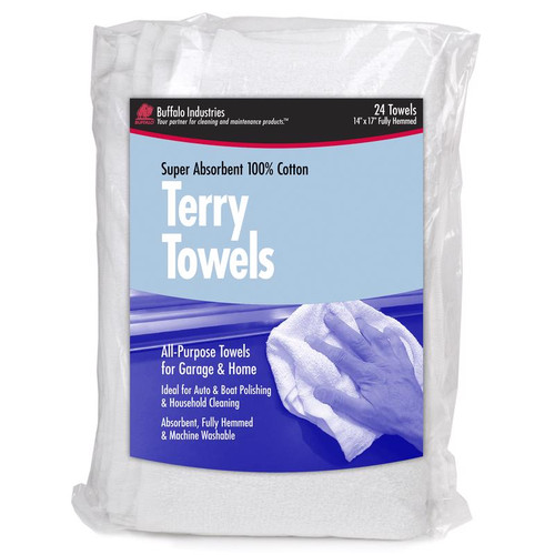 Buffalo - 60221 - Cotton Terry Towels 14 in. W x 17 in. L - 24/Pack