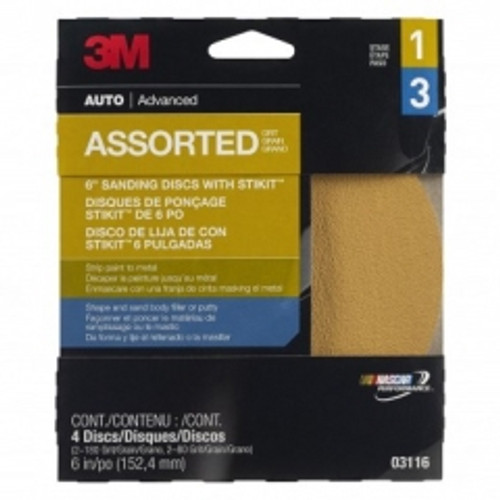 3M - 03116 - 6 inch Sanding Discs with Stikit Attachment, Assorted grits