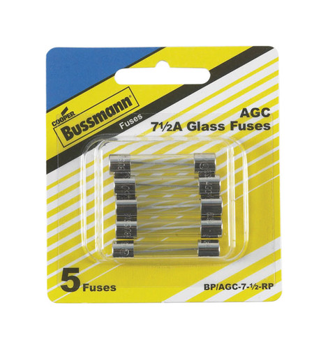 Bussmann - BP/AGC-7.5-RP - 7.5 amps AGC Glass Tube Fuse - 5/Pack