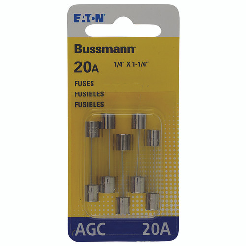 Bussmann - BP/AGC-20-RP - 20 amps AGC Glass Tube Fuse - 5/Pack