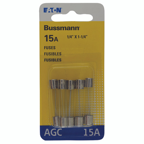 Bussmann - BP/AGC-15-RP - 15 amps AGC Glass Tube Fuse - 5/Pack