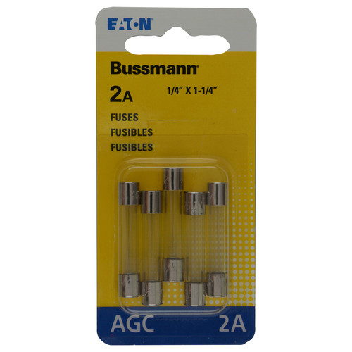 Bussmann - BP/AGC-2-RP - 2 amps AGC Glass Tube Fuse - 5/Pack
