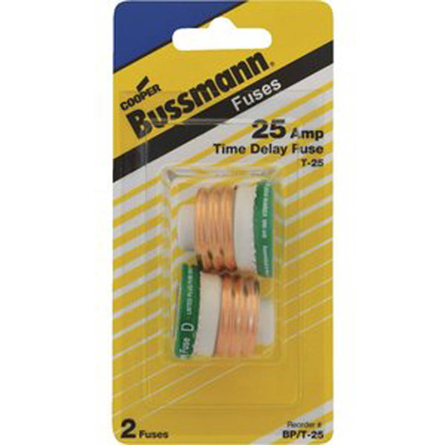 Bussmann - BPT-25 - 25 amps Time Delay Plug Fuse - 2/Pack