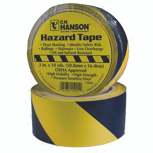 C.H. Hanson - 15045 - 54 ft. L x 2 in. W Plastic Stripe Floor Marking Tape Black/Yellow
