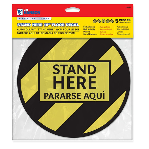C.H. Hanson - 15092 - Bilingual Yellow Social Distancing Decal 0.08 in. H x 10 in. W