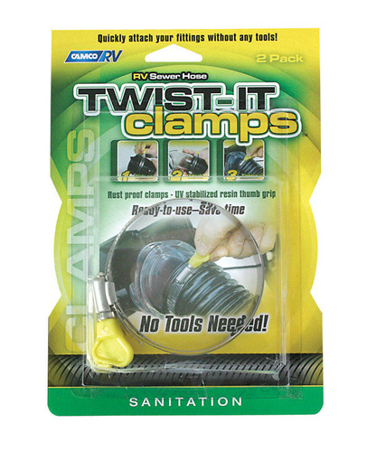 Camco - 39553 - Sewer Hose Twist-It Clamps - 2/Pack