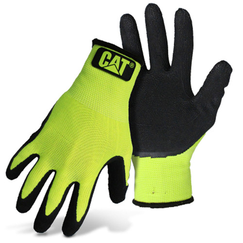 Caterpillar - CAT017418L - Unisex Indoor/Outdoor Dipped Gloves High-Vis Green L 1 pair