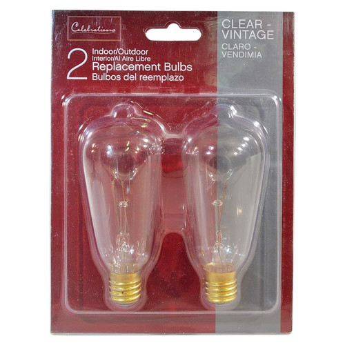 Celebrations - 10006-71 - Incandescent Vintage Clear/Warm White 2 count Replacement Christmas Light Bulbs