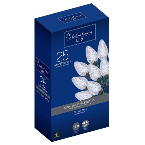 Celebrations - 47656-71 - C9 Cool White 25 count String Christmas Lights 16 ft.