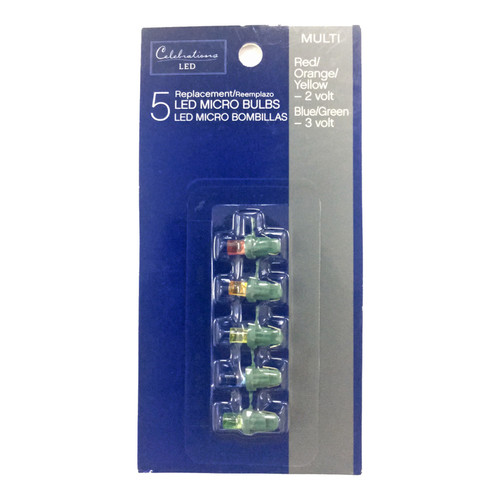 Celebrations - 11206-71 - Micro/5mm Multi-color 5 count Replacement Christmas Light Bulbs