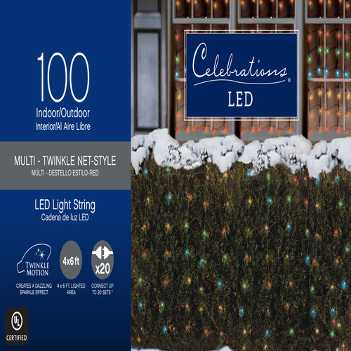 Celebrations - 282M4213 - LED Multi-color 100 count Net Christmas Lights 24 ft.