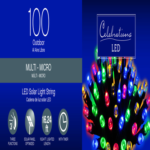 Celebrations - X170331-88-M - LED Micro/5mm Multi-color 100 count String Christmas Lights 16.25 ft.