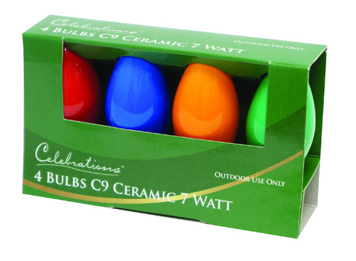 Celebrations - UTTY2211 - Incandescent Multi-color 4 count Replacement Christmas Light Bulbs