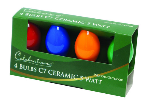 Celebrations - UYTY2212 - Incandescent Multi-color 4 count Replacement Christmas Light Bulbs