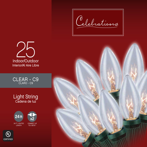 Celebrations - C42G4111 - Incandescent Clear/Warm White 25 count String Christmas Lights 25 ft.