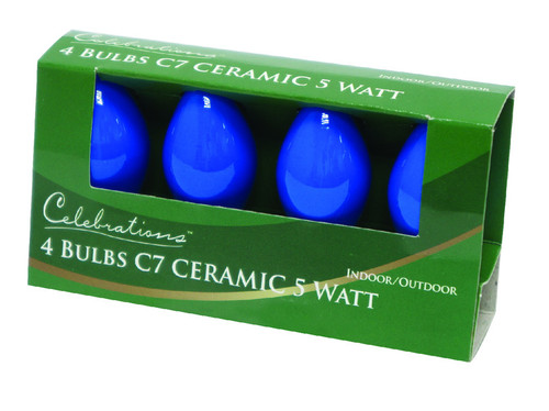 Celebrations - UYTY2411 - Incandescent Blue 4 count Replacement Christmas Light Bulbs