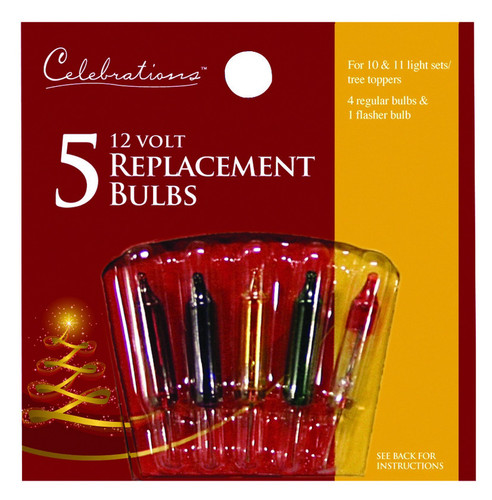 Celebrations - 1145-1-71 - Incandescent Mini Multi-color 5 count Replacement Christmas Light Bulbs