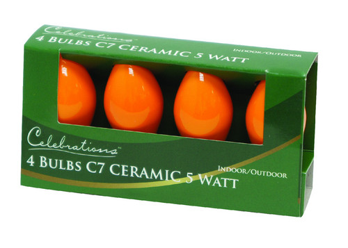 Celebrations - UYTY2E11 - Incandescent Orange 4 count Replacement Christmas Light Bulbs