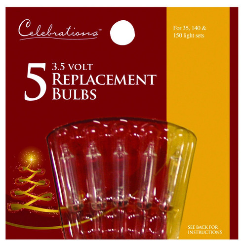 Celebrations - 1265-2-71 - Incandescent Clear/Warm White 5 count Replacement Christmas Light Bulbs