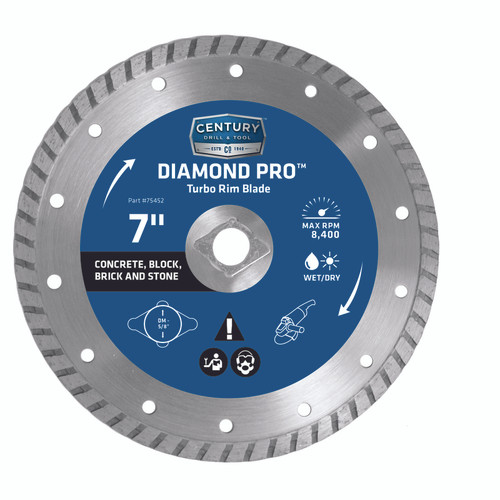 Century Drill & Tool - 75452 - Diamond Pro 7 in. Dia. x 5/8 in. Diamond Turbo Rim Saw Blade - 1/Pack