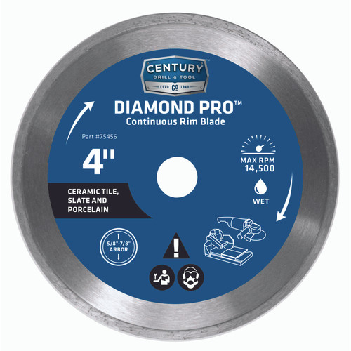 Century Drill & Tool - 75456 - 4 in. Dia. Diamond Continuous Rim Diamond Saw Blade