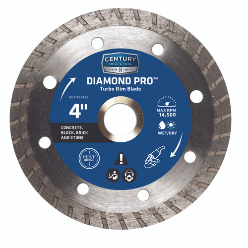 Century Drill & Tool - 75450 - 4 in. Dia. Diamond Turbo Diamond Saw Blade