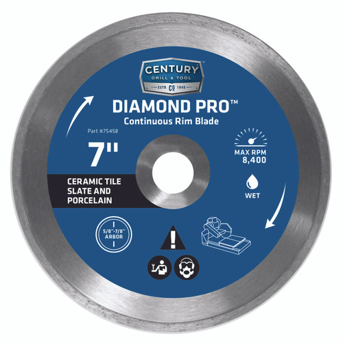 Century Drill & Tool - 75458 - 7 in. Dia. x 7/8 Diamond Continuous Rim Diamond Saw Blade 1