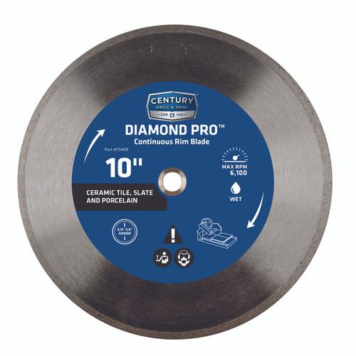 Century Drill & Tool - 75459 - 10 in. Dia. Diamond Continuous Rim Diamond Saw Blade