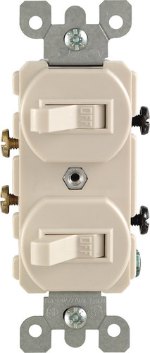 Leviton - 05224-2TS - 15 amps Single Pole Toggle Switch Light Almond - 1/Pack