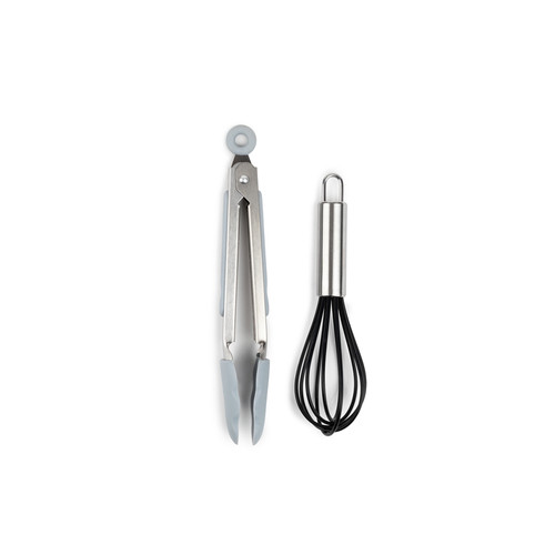Core Kitchen - AC29828 - 2.57 in. W x 11.41 in. L Silver Silicone/Stainless Steel Whisk Tong Set L-11.41 W-2.56 H-1.77