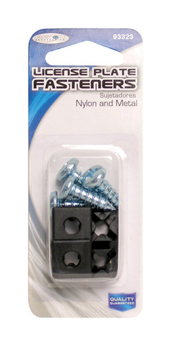 Custom Accessories - 93323 - Black/Silver Metal/Nylon License Plate Fasteners
