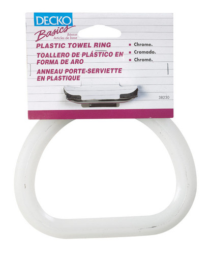 Decko - 38230 - Chrome Silver/White Towel Ring Plastic/Steel