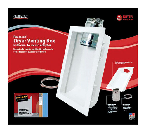 Deflect-O - DVBOXKIT - 4.25 in. L x 4 in. Dia. Silver/White Aluminum Dryer Venting Box
