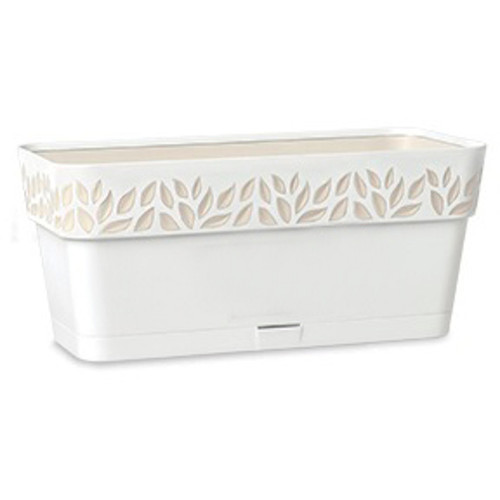 Deroma - 9E62ZFZ022 - Leaf 6.7 in. H x 19.7 in. W x 7.09 in. D Resin Leaves Balcony Planter White