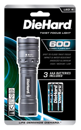 Dorcy - 41-6121 - DieHard 600 lumens Gray LED Flashlight AAA Battery