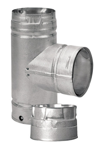 DuraVent - 3PVL-TR - PelletVent 3 in. x 3 in. x 3 in. Galvanized Steel Tee with Clean-Out Cap