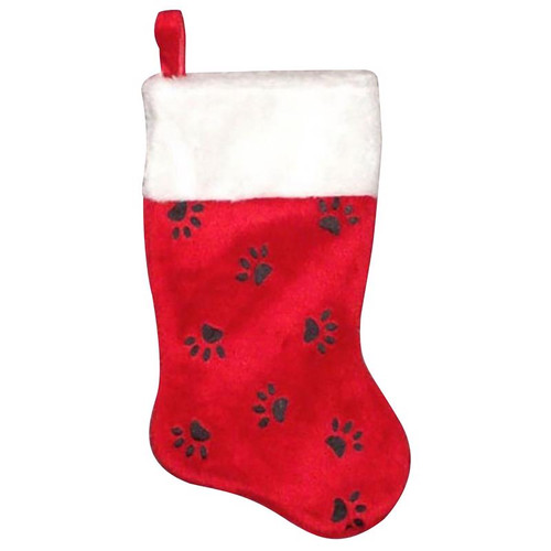 Dyno - 1161734-2AC - LLC Red/White/Black Paw Print Christmas Stocking