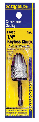 Eazypower - 79675 - 1/4 in. in. Keyless Chuck Adapter 1/4 in. Hex Shank 1/pc.